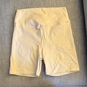 Women's Cream Crossover High-Waisted Shorts